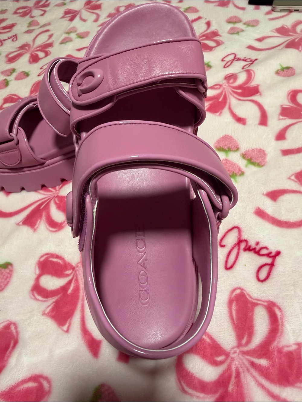 Coach Chunky Pink Platform Strap Sandals - Picture 5 of 7